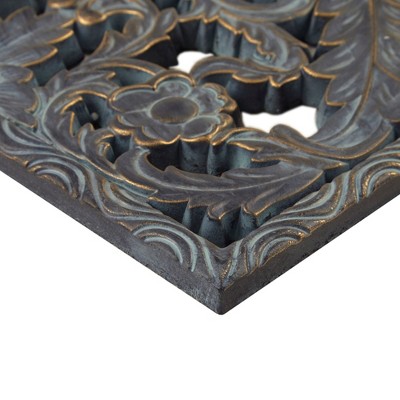Bronze and Silver Botanical Carved Wood Wall Decor Set, 2-Piece