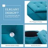 Sapphtopaz Velvet Ottoman with Storage Upholstered Foot Stool with Polygon Diamond Tufted Small Vanity Stool for Living Room, Bedroom, Entryway - 3 of 4