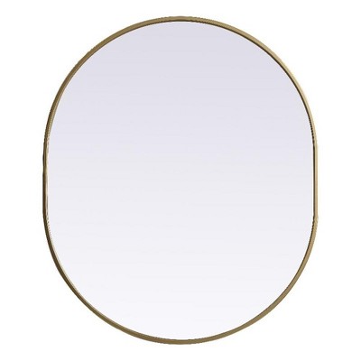 Elegant Lighting Metal Frame Oval Mirror 30x36 Inch in Brass