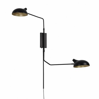Bellamy Mid-Century Modern Matte Black 2-Light Wall Sconce