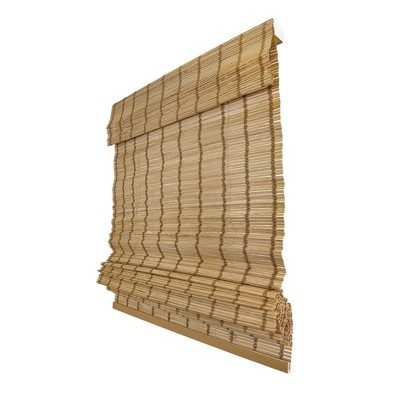 23" x 64" Deer Brown Bamboo Cordless Roman Shade