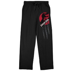 Jurassic Park Slash Logo Men's Black Sleep Pajama Pants - 1 of 2