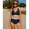 Women Embroidered Cuff Bikini Sets Highwaist Bathing Suits Wide Strap Twist Front V Neck Swimsuits 2 Piece Cutout Swimsuits - 4 of 4