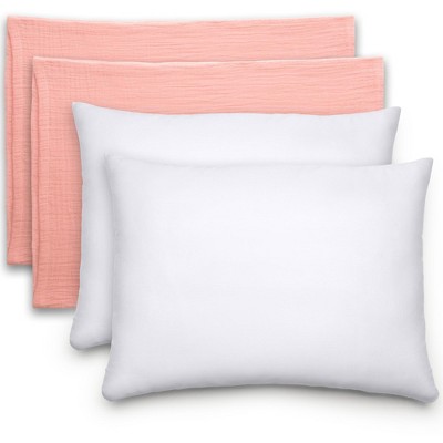 Toddler Pillow with Muslin Pillowcase, 13"x18", Kids Pillow for Sleeping by Comfy Cubs - 2 Pack
