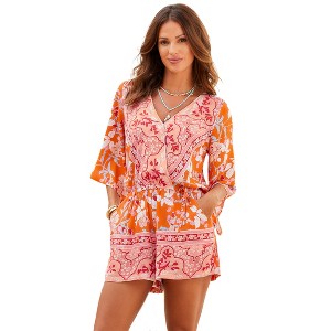 Women's Floral Wrap Look Romper - LASCANA - 1 of 4