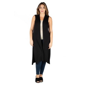 24seven Comfort Apparel Women's Plus Long Sleeveless Vest - 1 of 3