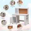 Jojoka Kids Desk and Chair Set,Wooden Study Table with Storage Shelf,Writing Table for Boys and Girls,White - 4 of 4