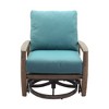 Courtyard Casual Avalon FSC Teak 2 pc Swivel Glider and Ottoman Set - 4 of 4