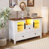 Sideboard Buffet Cabinet, Wooden Buffet Server Console Table With Glass Doors, Tempered Glass Shelves, Coffee Bar Cabinet For Kitchen Dining Room - 4 of 4