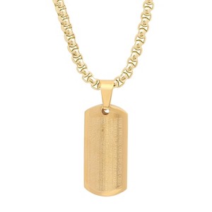 Steeltime Unisex stainless steel 'padre nuestro' prayer pendant with 24" chain. Color Options: Silver, Gold - 1 of 4