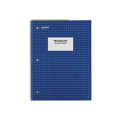 Staples 1-Subject Notebook 8" x 10.5" Graph Ruled 70 Sheets Blue (23985B) 132712