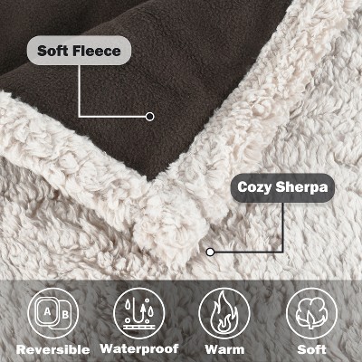 Large Gray Waterproof Sherpa Fleece Pet Blanket