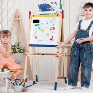 SEVOBAL Doodle Mats and Boards 3-in-1 Kids Art Easel Double-Sided Magnetic Board Paper Roll with Accessories, Brown, 26.32"*22"*18.05" - 1 of 4