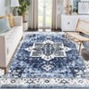 Washable Vintage Rug Non Slip Low Pile Rug Soft Retro Medallion Distressed Throw Floor Cover Foldable Indoor Carpet for Living Room Bedroom Playroom - 2 of 4
