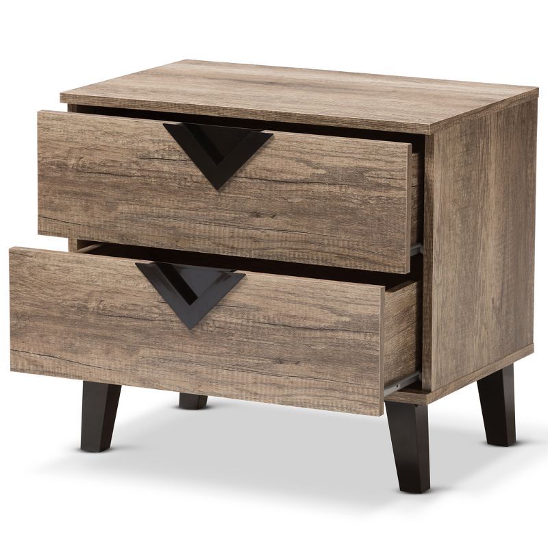 Swanson Modern and Contemporary Wood 2 - Drawer Nightstand - Light Brown - Baxton Studio, 3 of 9