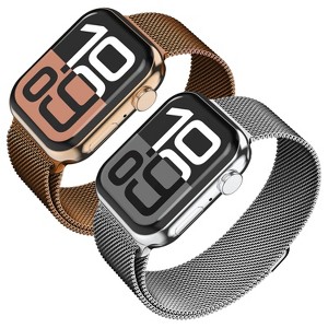 Vena 2 Pack For Apple Watch Band Series 10 42mm, Stainless Steel Apple Watch Band Series 7 41mm Band Series 8 Series 9 iWatch 40mm, Silver+Rose Gold - 1 of 4