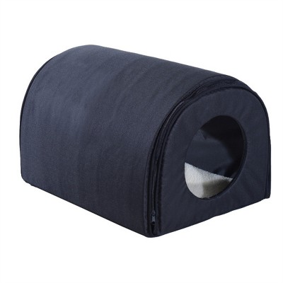 FURNIinspire Pet Crates And Houses Portable Heated Cat Bed Waterproof Pet House, Indoor Comfy Folding Cat House, Blue, 21.25"*15.74"*15"
