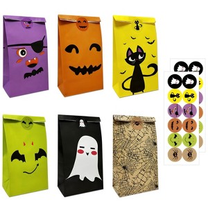 Wrapables Halloween Trick or Treat Bags with Stickers, Goody Bags for Parties, Candy and Treats (Set of 24) - 1 of 4