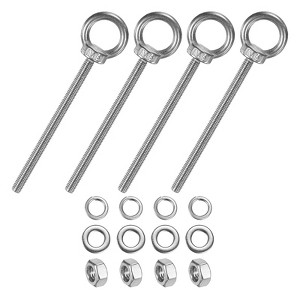 Unique Bargains Stainless Steel Durable Rust-Resistant Eyebolts with Nuts Washers Male Screw for Fastening 10 Pcs - 1 of 4