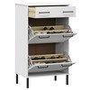 vidaXL Shoe Rack with Metal Legs White Solid Wood Pine OSLO - 3 of 4