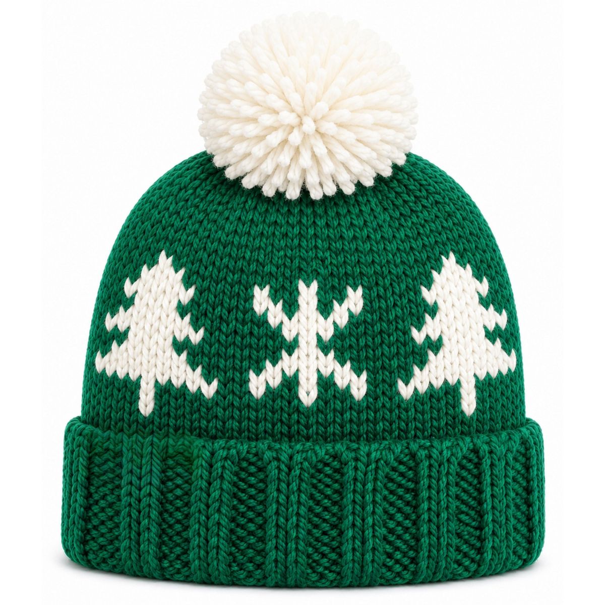Bits & Bows Unisex Evergreen Bobble Hat, Green/Ivory - thumbnail 5