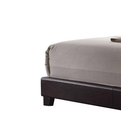 Espresso Faux Leather Tufted Queen Bed with Wood Frame