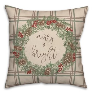 Creative Products Merry and Bright Plaid 18 x 18 Spun Poly Pillow - 1 of 3
