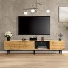Chic Crate-80 Inch Modern Media Console – 4-Cabinet TV Stand w/ Open Shelves & LED Light, Drop Down Door Entertainment Center for Multi-Room - 2 of 4