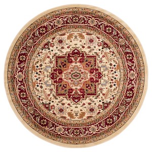 Ivory/Red Solid Loomed Round Area Rug - (10