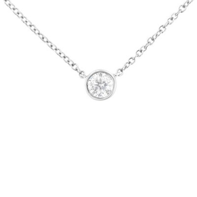 Haus of Brilliance 10K Gold 0.25 Cttw Diamond Classic Bezel-Set Solitaire Pendant Necklace