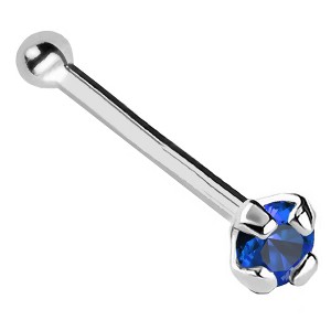 Jewelry Avalanche 22G 14K Gold Ball-end Nose Stud with Blue Sapphire Gemstone - 1 of 2