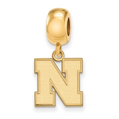 Black Bow Jewelry 14k Yellow Gold Plated Sterling Silver Nebraska Cornhuskers NCAA Bead Charm