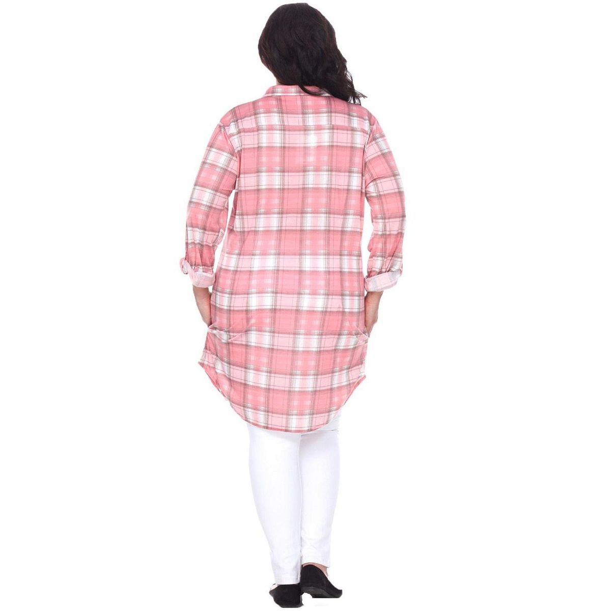 Women's Plus Size Piper Stretchy Plaid Tunic with Pockets - White Mark - thumbnail 9