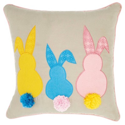 18"x18" Mina Victory Home For The Holiday Bunny Tails Throw Pillow - Nourison