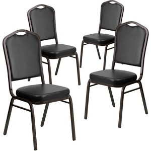 Emma and Oliver 4 Pack Crown Back Stacking Banquet Chair - 1 of 4