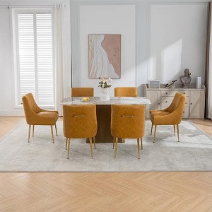 SEYNAR Modern Glam PU Leather Dining Chair or Vanity Chair Set of 6 with Rear Handle - 1 of 4