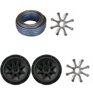 Kicker (2) CompVR 10-Inch (25cm) Subwoofer, DVC, 2-Ohm, w/ GR100 Grills & Speaker Wire Bundle - 1 of 4