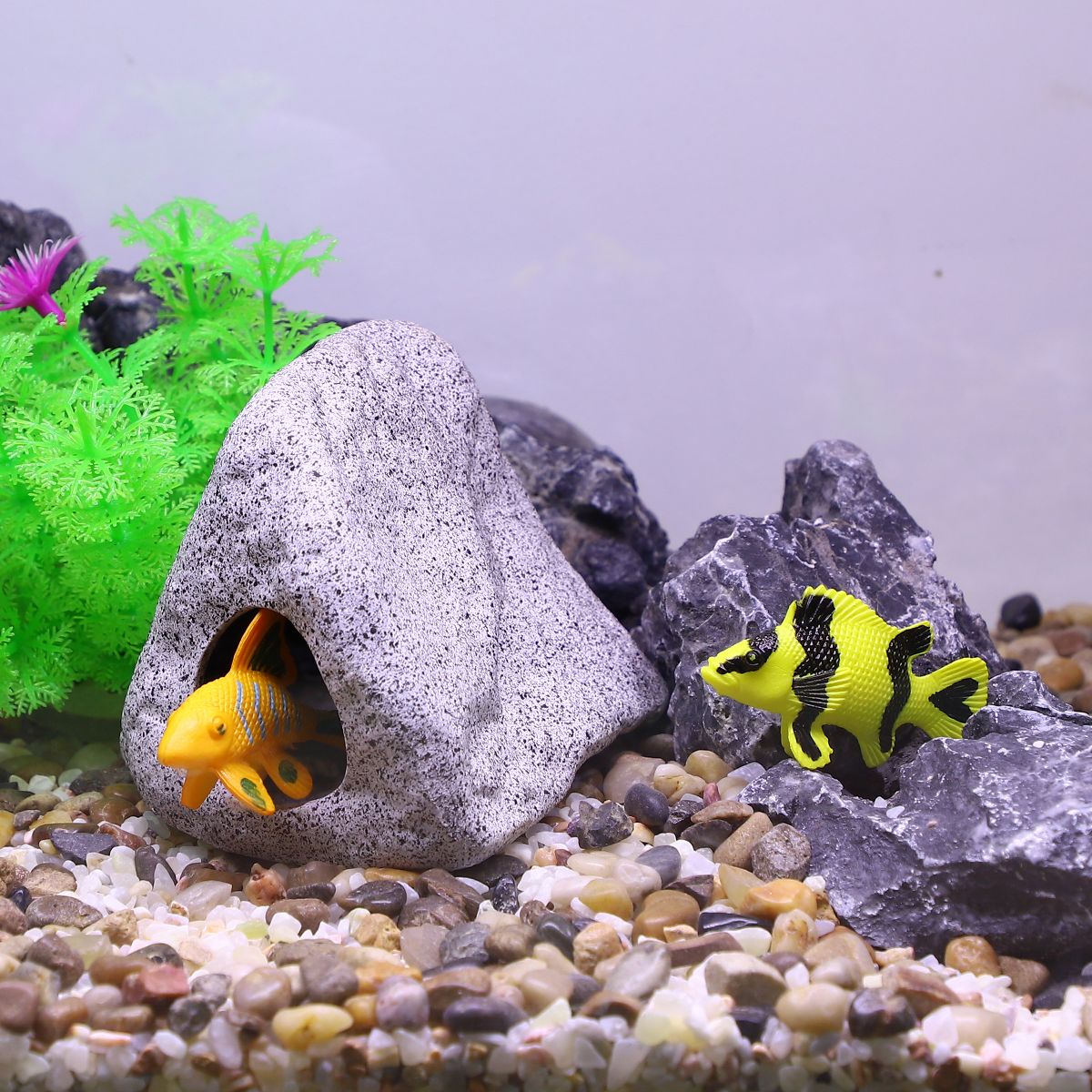 Unique Bargains Ceramic Aquarium Fish Tank Decoration Hideaway Rock Cave Gray 4.92x3.74x3.27 Inches - thumbnail 6