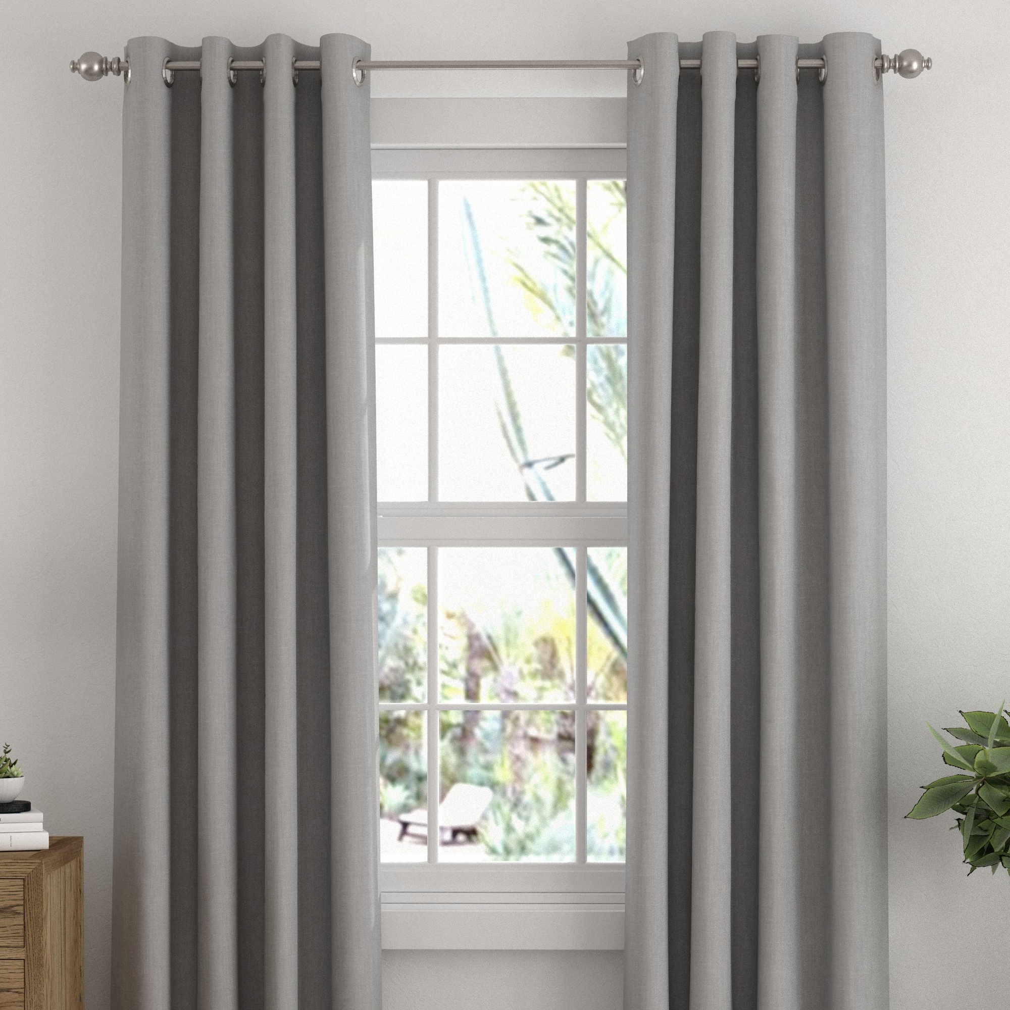 2 Panel Thermal-Insulated 100% Total Blackout Grommet Window Curtains - Becky Cameron (Set of 2), Light Gray, 50x84