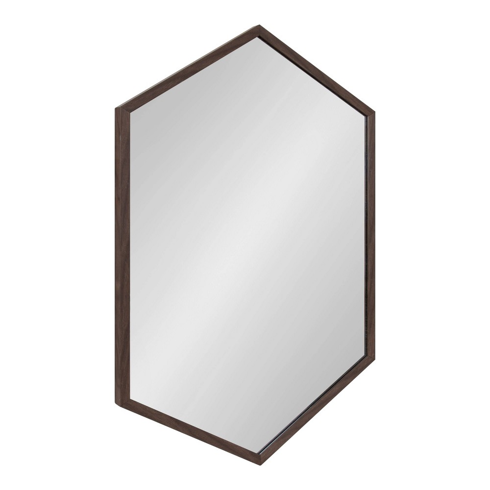 Photos - Wall Mirror 24" x 36" Laverty Hexagon  Walnut Brown - Kate & Laurel All Thi