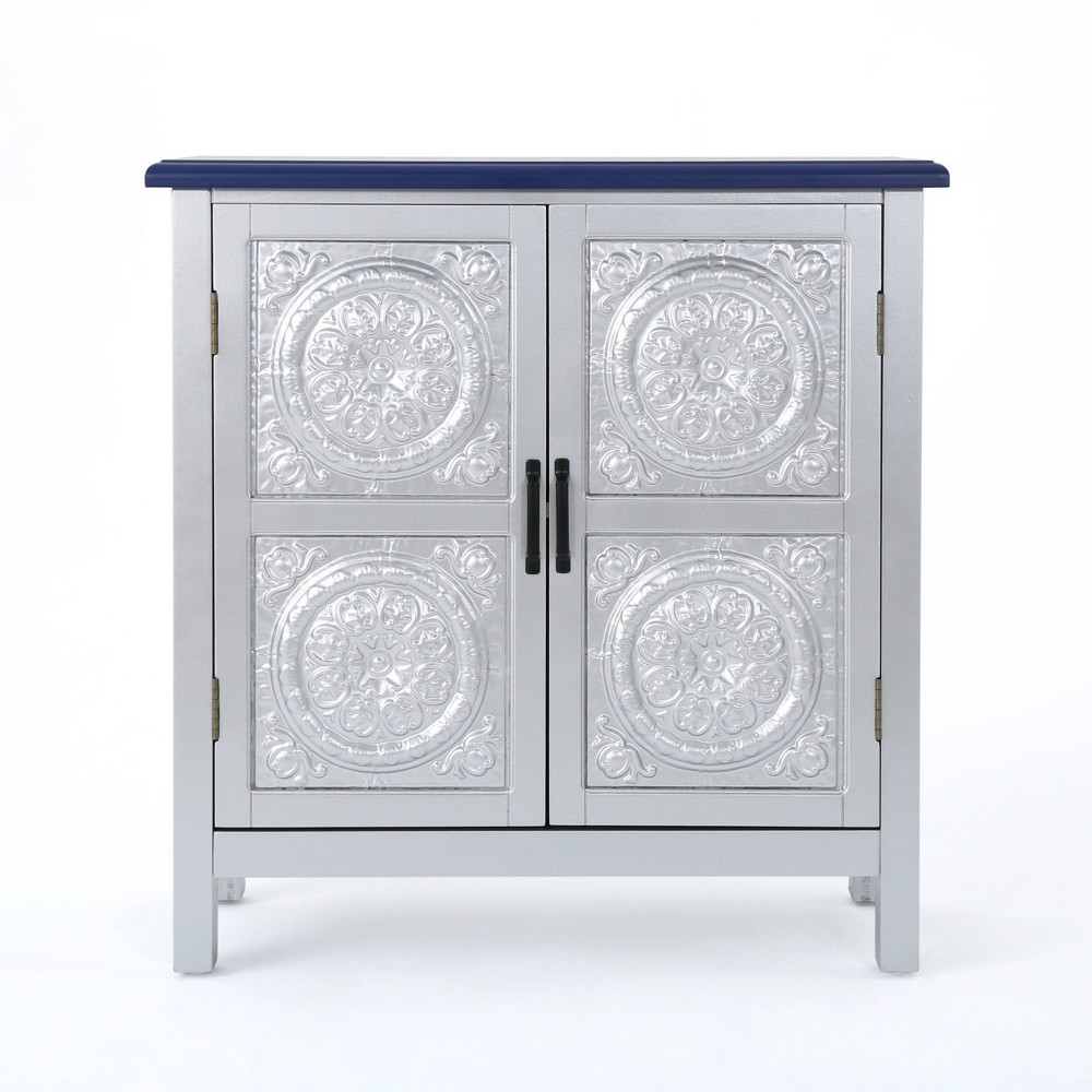 Alana Firwood Cabinet Silver/Navy Blue - Christopher Knight Home