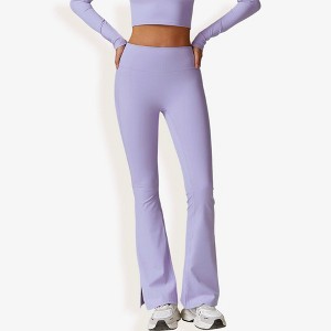 Anna-Kaci Active Women's High Waist Flare Yoga Pants with Side Slit Hem for Active and Casual Wear - 1 of 4