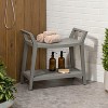 JONATHAN Y Orla 25.6" Modern Classic Slatted Solid Acacia Wood Indoor/Outdoor Shower Bench with Shelf and Handle - 3 of 4