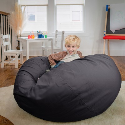 Oversized Gray Bean Bag Chair with Removable Fabric Cover
