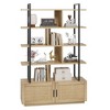 5 Tier Rattan Bookshelf with Storage Cabinet & Door, 71.1 Inch Tall Industrial Book Shelf with Open Display Shelves, 5 Shelf Bookcase with Metal Frame - 3 of 4
