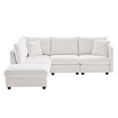 NicBex Modern 89" Sectional Sofa Modular L Shaped Sofa Couch with Removable Ottoman for Living Room Apartment