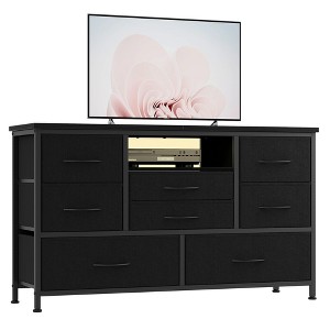 Dresser TV Stand, 8 Dresser TV Stand for 55” TV, Long Dresser for Bedroom with Power Outlets & LED Lights - 1 of 4