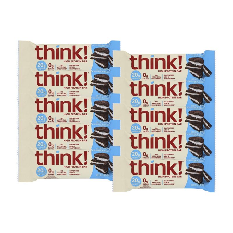 Think! Cookies & Creme High Protein Bar - 10 bars, 2.1 oz, 1 of 5