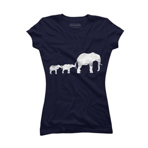 Junior's Design By Humans Animal Lover Gift Africa Safari Animals Family Elephant By lenxeemyeu T-Shirt - 1 of 3