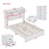 Queen Size Vintage Bedroom Set with  Wood Bed Frame, Storage Headboard with USB, 2 Nightstands and 5-Drawer Dresser-Maison Boucle - 4 of 4